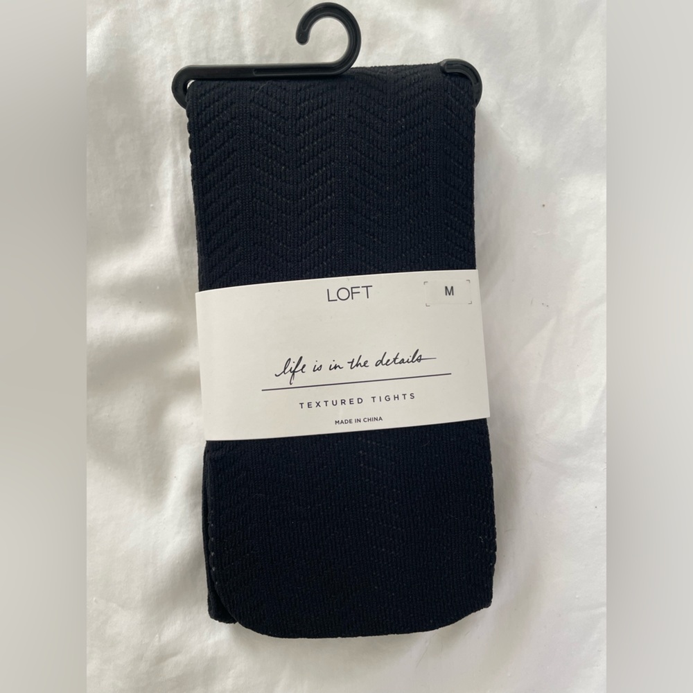 NWT Loft Textured Arrow Tights, Black, Size M